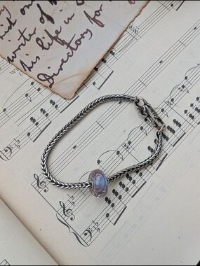Silver Charm Bracelet with Lavender Glass Charm